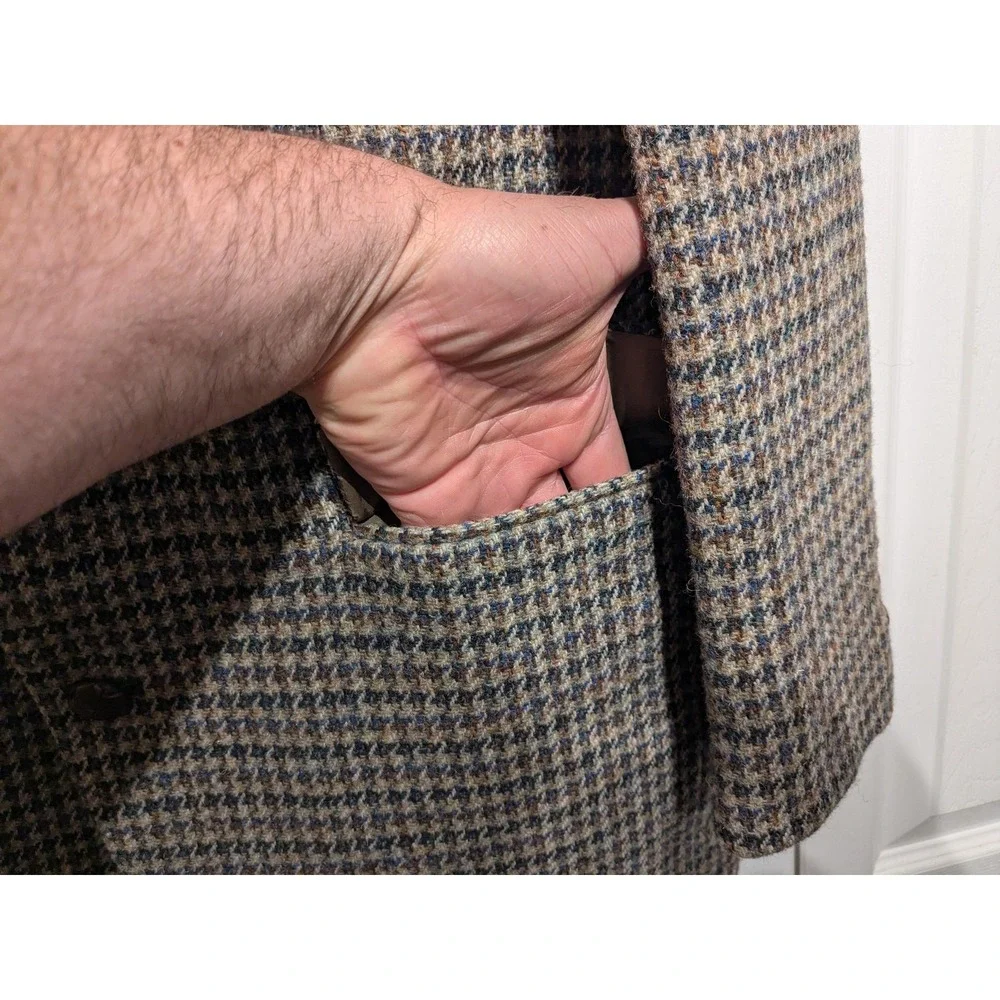 Anton Ferrare Castletex Harris Tweed Blazer Men 46L Houndstooth Wool Sport Coat